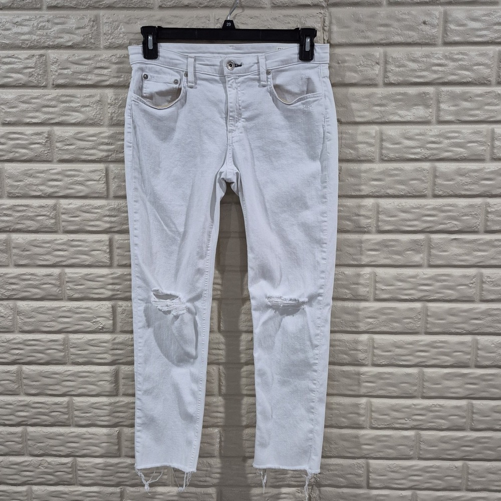 rag &‎ Bone Jeans Womens 27 White Dre Low Rise Slim Boyfriend Ankle Tencel Blend